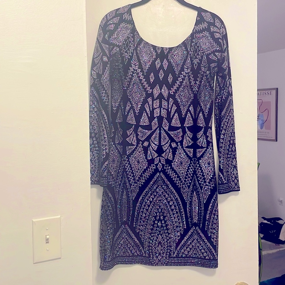 Jump Apparel - Black and Purple Sparkle Dress - M